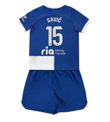 Lacne Dětský Futbalové dres Atletico Madrid Stefan Savic #15 2023-24 Krátky Rukáv - Preč (+ trenírky)